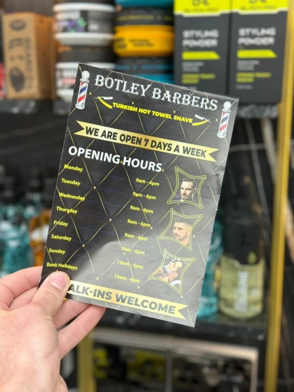 Barber Shop Flyer "Bold and stylish Barber Shop Flyer showcasing services and promotions, perfect for barbershop marketing and customer engagement."