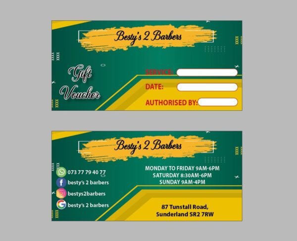 Barber Shop Gift Voucher (2) Barber Shop Gift Voucher