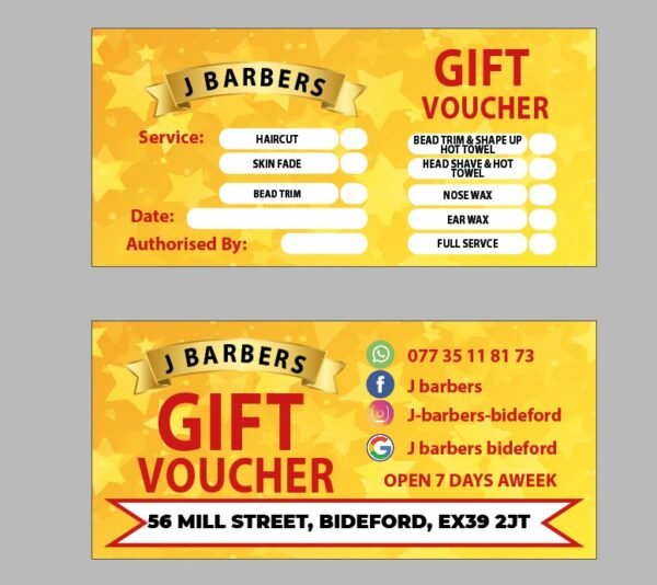 Barber Shop Gift Voucher (5) Barber Shop Gift Voucher