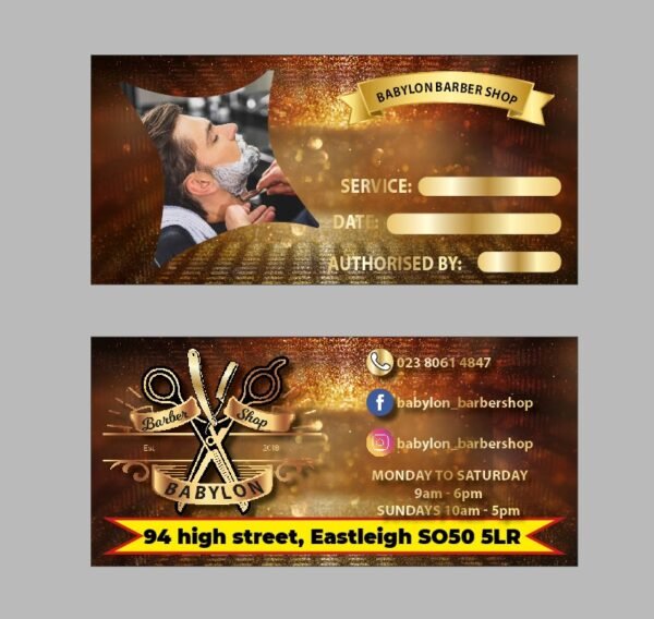 Barber Shop Gift Voucher (7) Barber Shop Gift Voucher