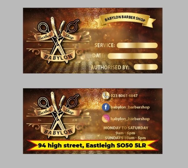 Barber Shop Gift Voucher (8) Barber Shop Gift Voucher