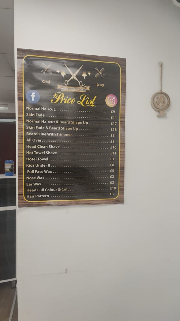 Barber Shop Price List (1) Barber Shop Price List
