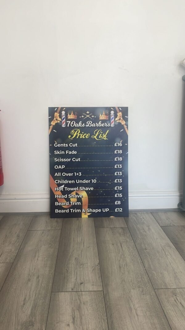 Barber Shop Price List (11) Barber Shop Price List