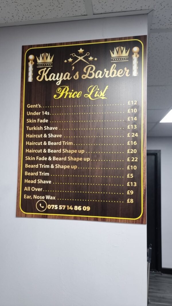 Barber Shop Price List (2) Barber Shop Price List