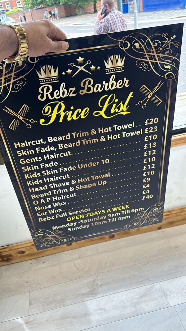 Barber Shop Price List (4) Barber Shop Price List