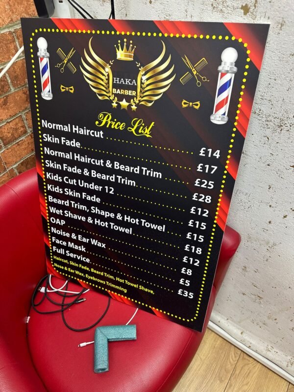 Barber Shop Price List (5) Barber Shop Price List