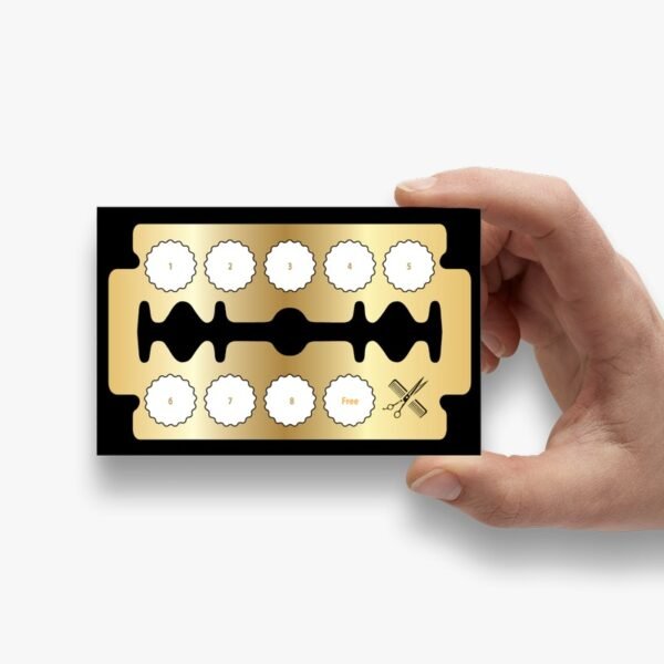 Barber shop loyalty card design by Atlantic Design with modern and clean layout for customer rewards.