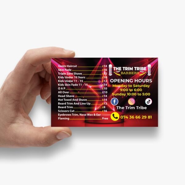 barber shop business card