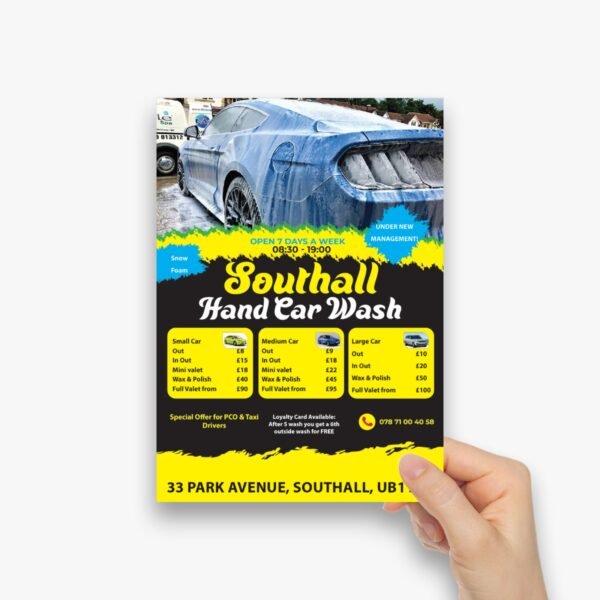 Car wash flyer. car wash leaflet. valeting flyer. valeting leaflet.