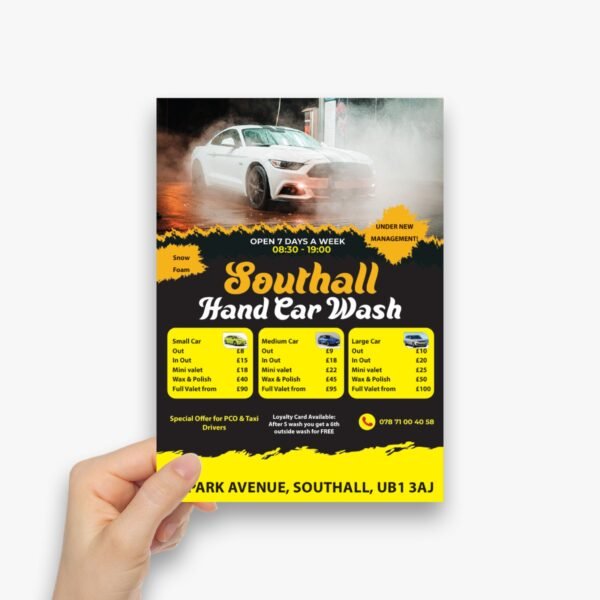 Car wash flyer. car wash leaflet. valeting flyer. valeting leaflet.