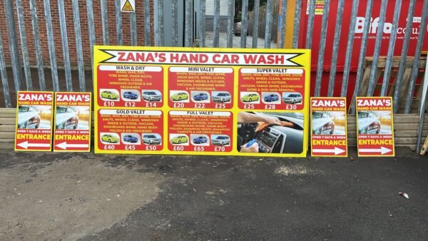 car wash sign board