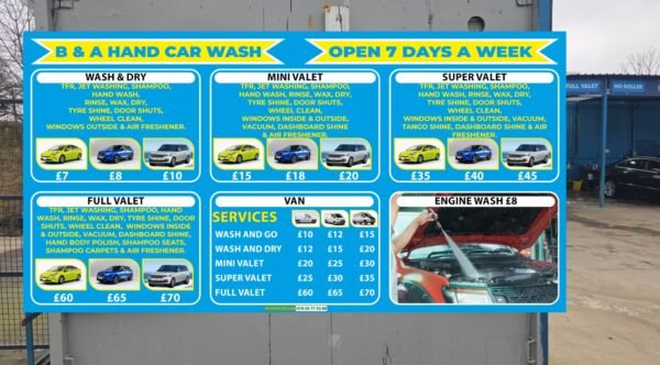 car wash sign board