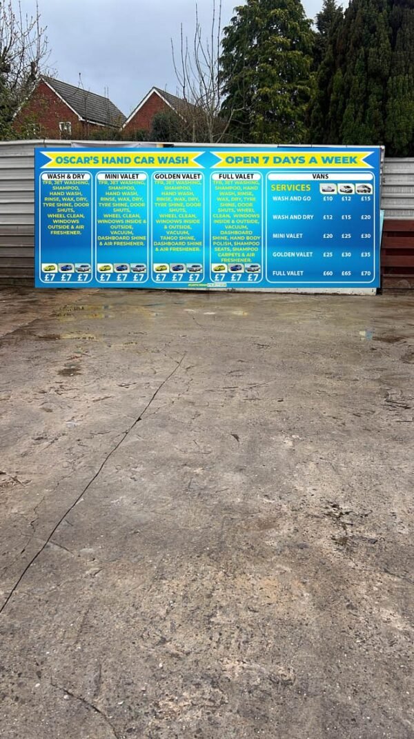 car wash sign board