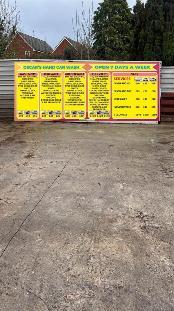 car wash sign board