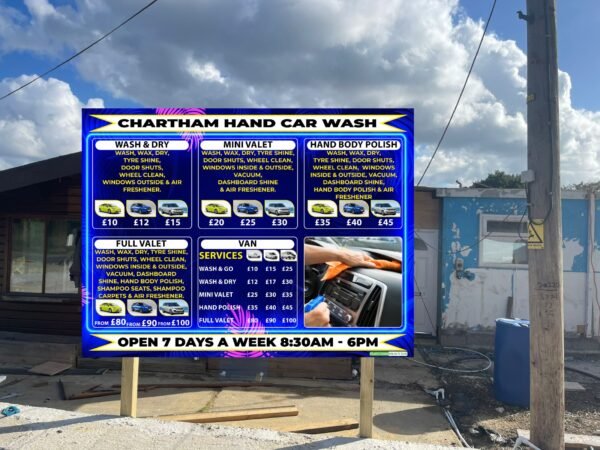 car wash sign board