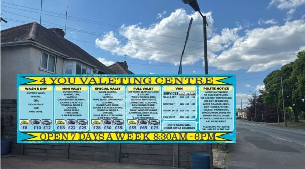car wash sign board