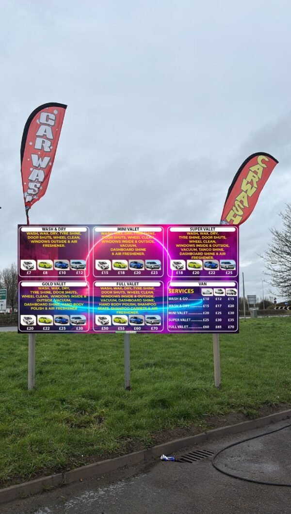 car wash sign board