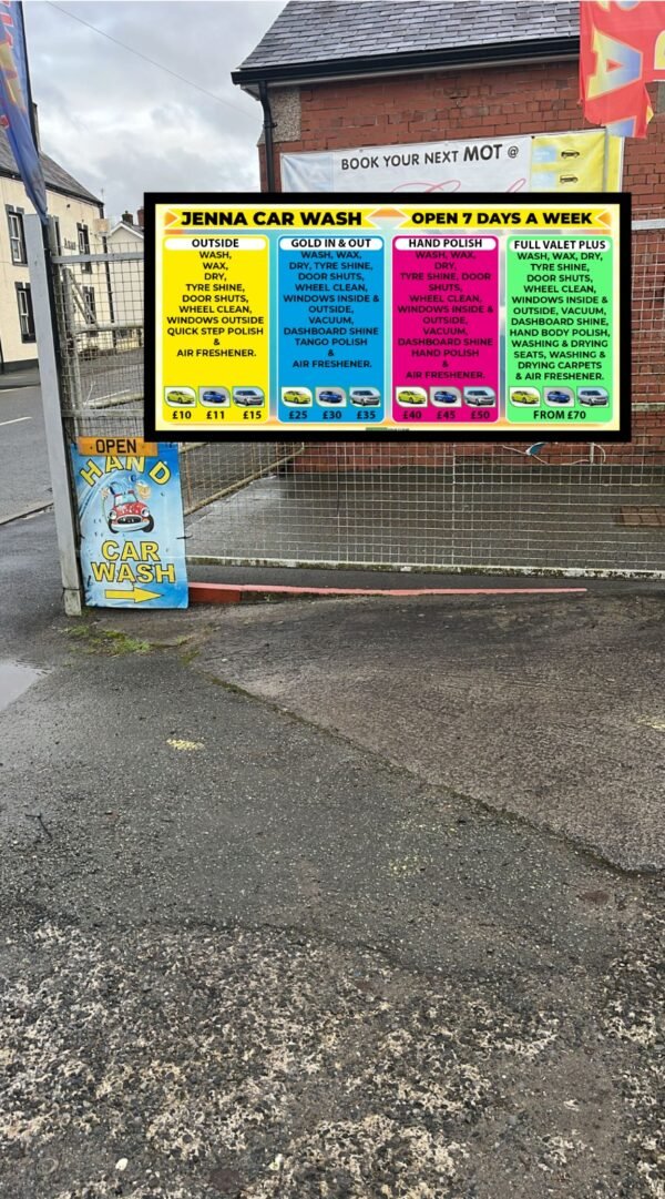car wash sign board
